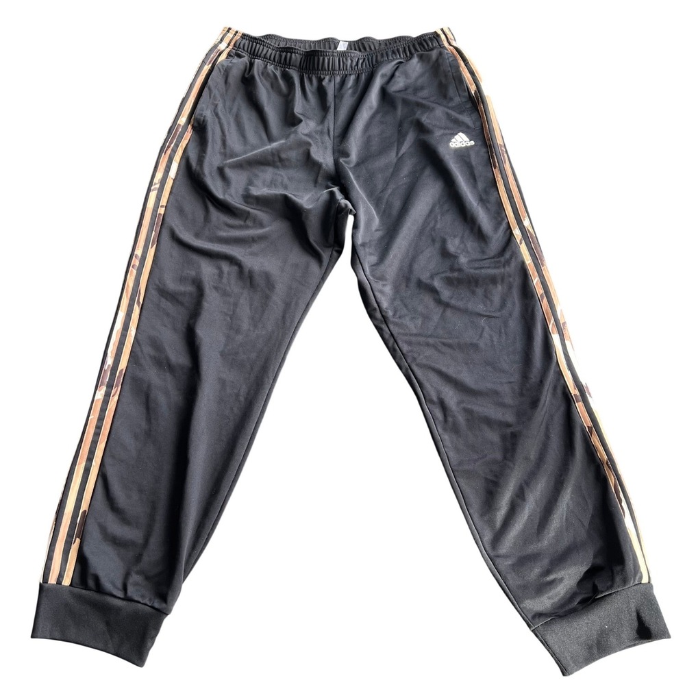Adidas‎ Mens Camo Stripe Track Pants Black Joggers XL Camouflage Side Stripe